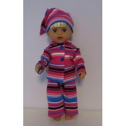 pyjama hard roze gestreept baby born little 36cm