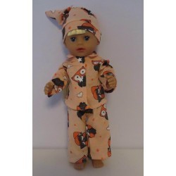 pyjama zalm roze uilen baby born little 36cm