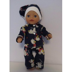 pyjama donker blauw eend baby born little 36cm