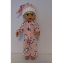 pyjama licht roze kat baby born little 36cm