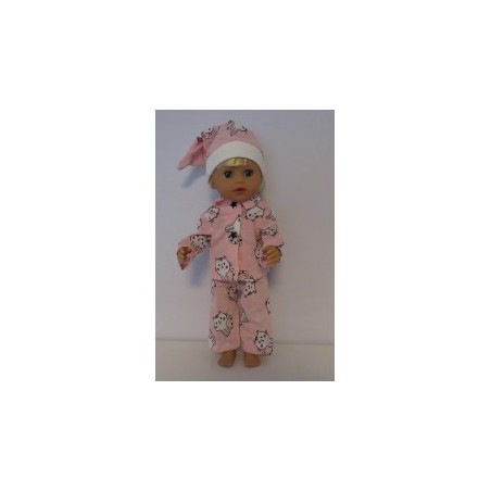 pyjama licht roze kat baby born little 36cm
