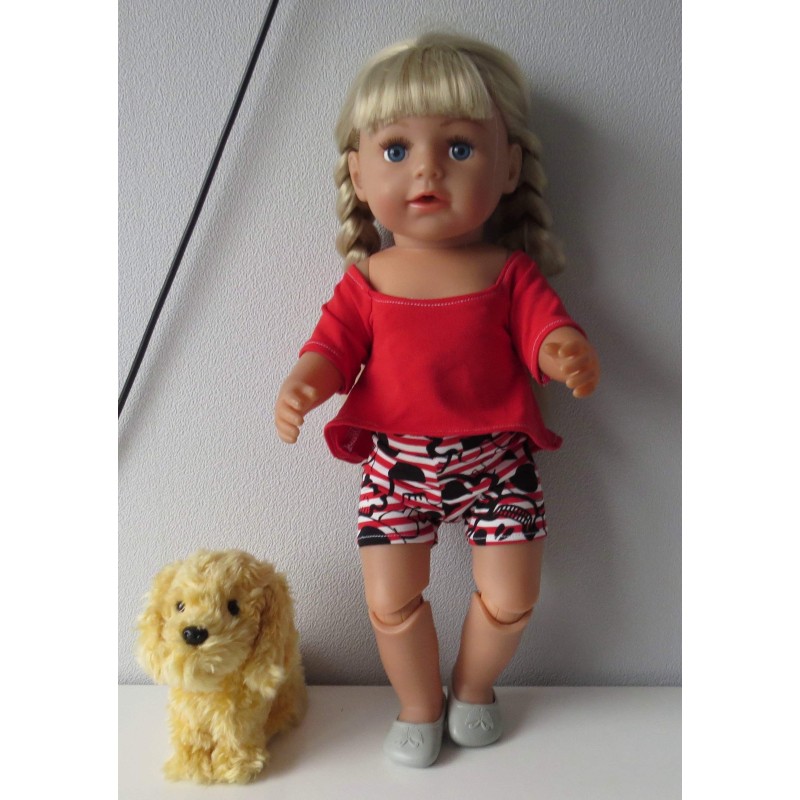 zomerse korte broek set rood bones baby born 43cm