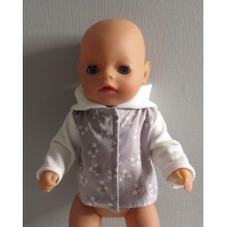 jas grijs bloemen baby born little 36cm