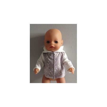 jas grijs bloemen baby born little 36cm