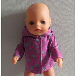 jas hard roze met sterren groen baby born little 36cm