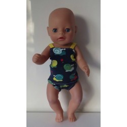 ondergoed setje donker blauw slakken baby born little 36cm