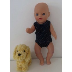 ondergoed setje donker blauw stippen baby born little 36cm
