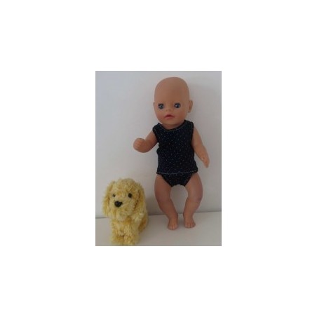 ondergoed setje donker blauw stippen baby born little 36cm