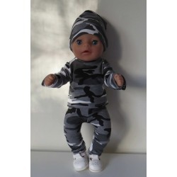broek setje leger print zwart baby born little 36cm