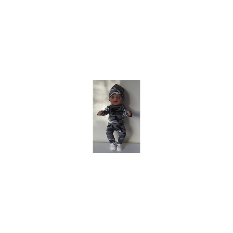 broek setje leger print zwart baby born little 36cm