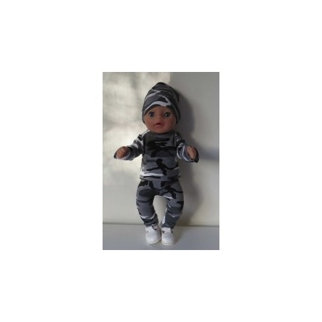 broek setje leger print zwart baby born little 36cm