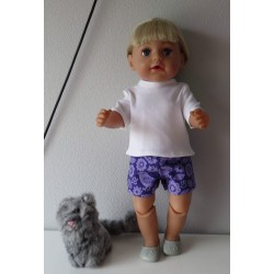korte broek set paars vogels baby born 43cm