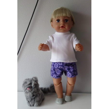 korte broek set paars vogels baby born 43cm