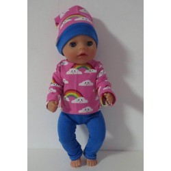 broek setje roze wolken baby born little 36cm