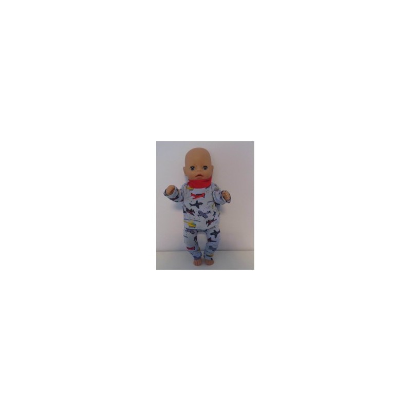 broek setje blauw vliegtuigen baby born little 36cm