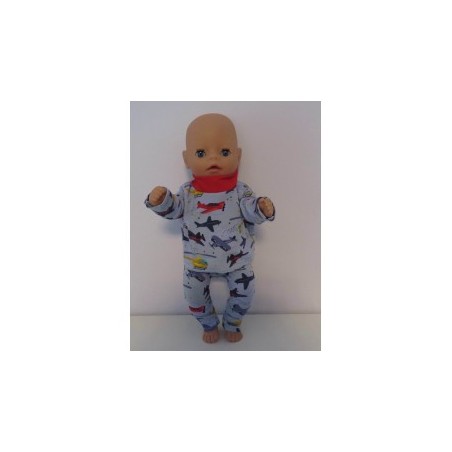 broek setje blauw vliegtuigen baby born little 36cm