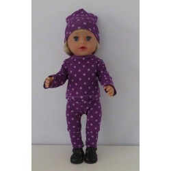 broek setje paars stippen baby born little 36cm