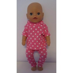broek setje roze polka dots baby born little 36cm