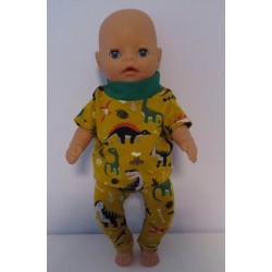 broek setje oker geel dino's baby born little 36cm