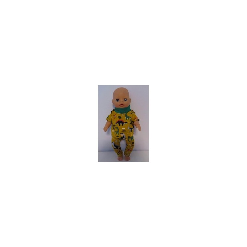 broek setje oker geel dino's baby born little 36cm