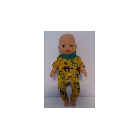 broek setje oker geel dino's baby born little 36cm