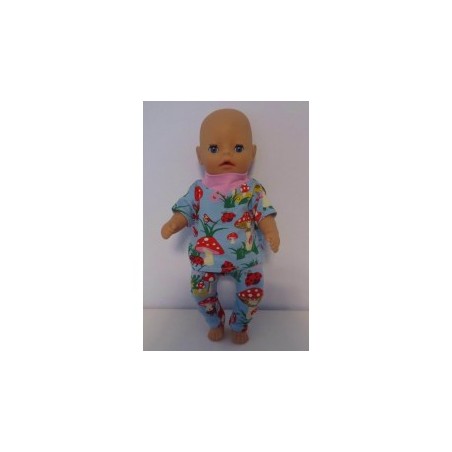 broek setje blauw paddestoelen baby born little 36cm