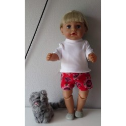 korte broek set rood roosjes  baby born 43cm