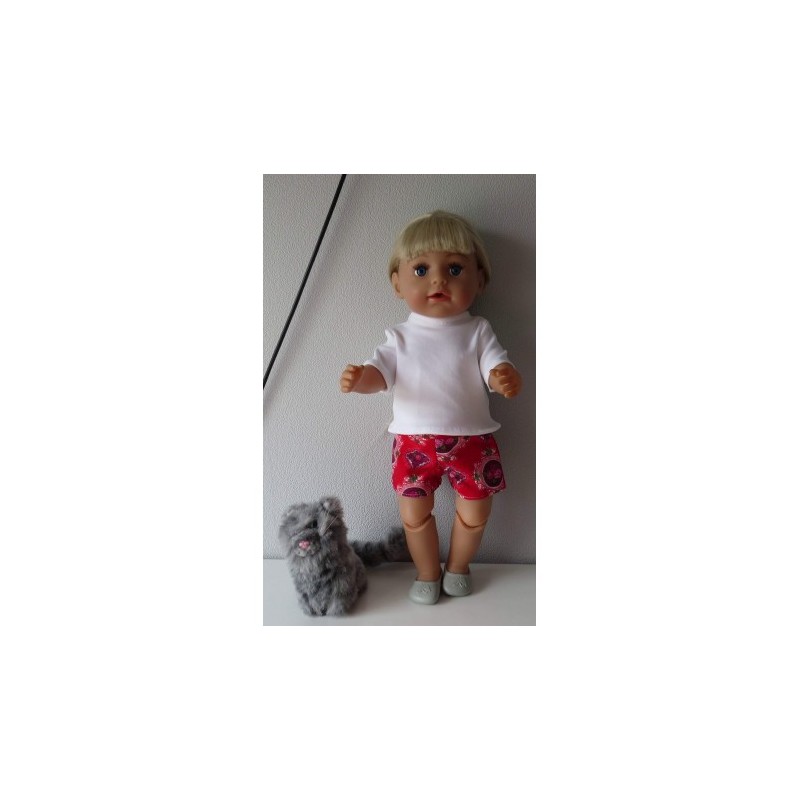 korte broek set rood roosjes  baby born 43cm