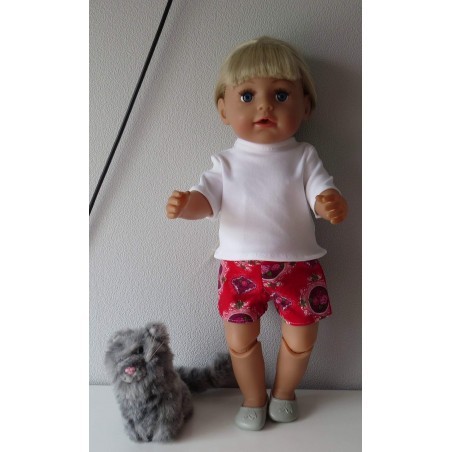 korte broek set rood roosjes  baby born 43cm