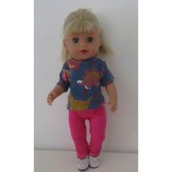 broek setje donker blauw dino's baby born little 36cm