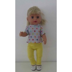 broek setje grijs stippen baby born little 36cm