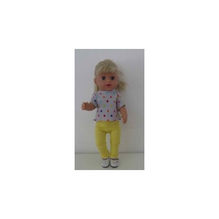 broek setje grijs stippen baby born little 36cm