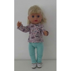 broek setje roze uil baby born little 36cm