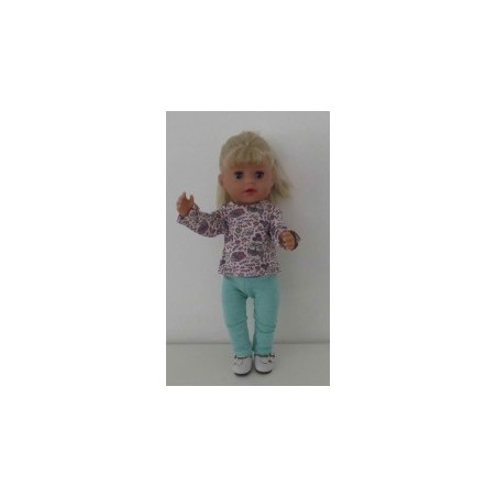 broek setje roze uil baby born little 36cm