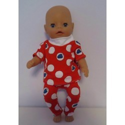 broek setje rood polka dots baby born little 36cm