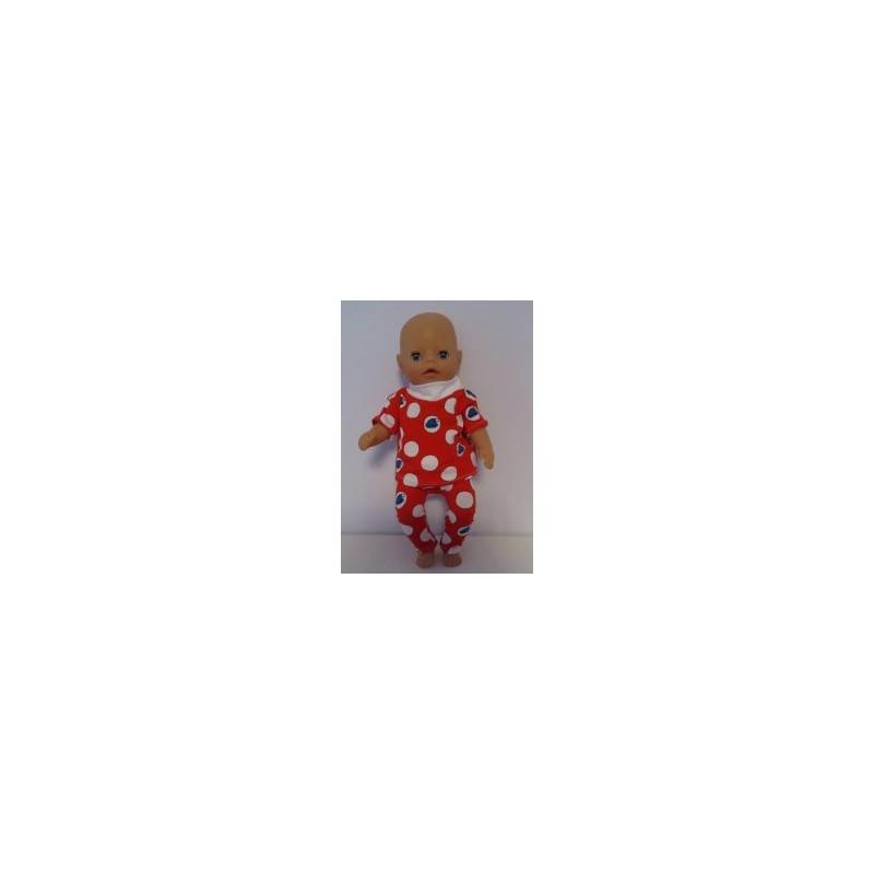 broek setje rood polka dots baby born little 36cm