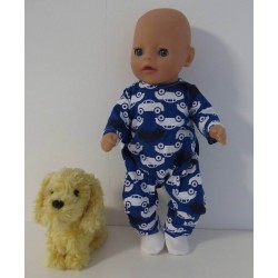 slobpak donker blauw auto's baby born little 36cm