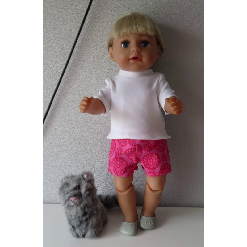 korte broek set roze gebloemd baby born 43cm