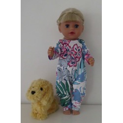 slobpak blauw met roze baby born little 36cm