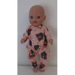 slobpak zalm roze met uilen baby born little 36cm