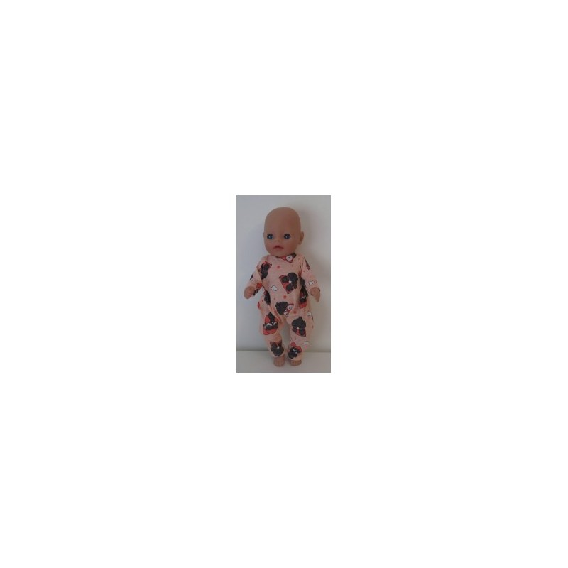 slobpak zalm roze met uilen baby born little 36cm