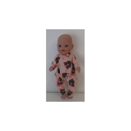 slobpak zalm roze met uilen baby born little 36cm