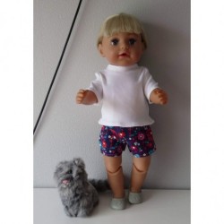 korte broek set blauw bloemen rood baby born 43cm