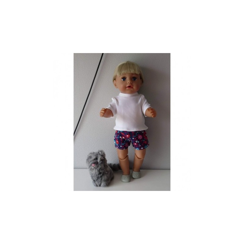 korte broek set blauw bloemen rood baby born 43cm