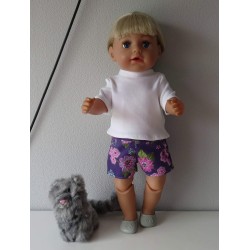 korte broek set paars bloemen baby born 43cm