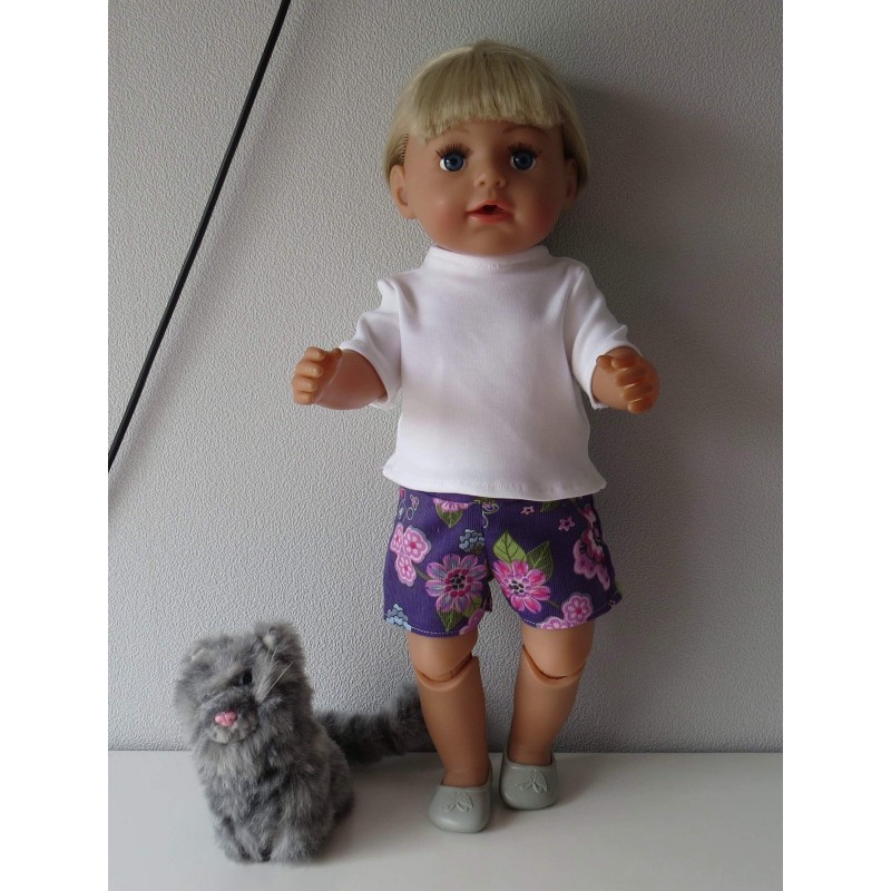 korte broek set paars bloemen baby born 43cm