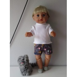 korte broek set grijs bloemen baby born 43cm