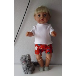 korte broek set rood vogelhuisjes  baby born 43cm