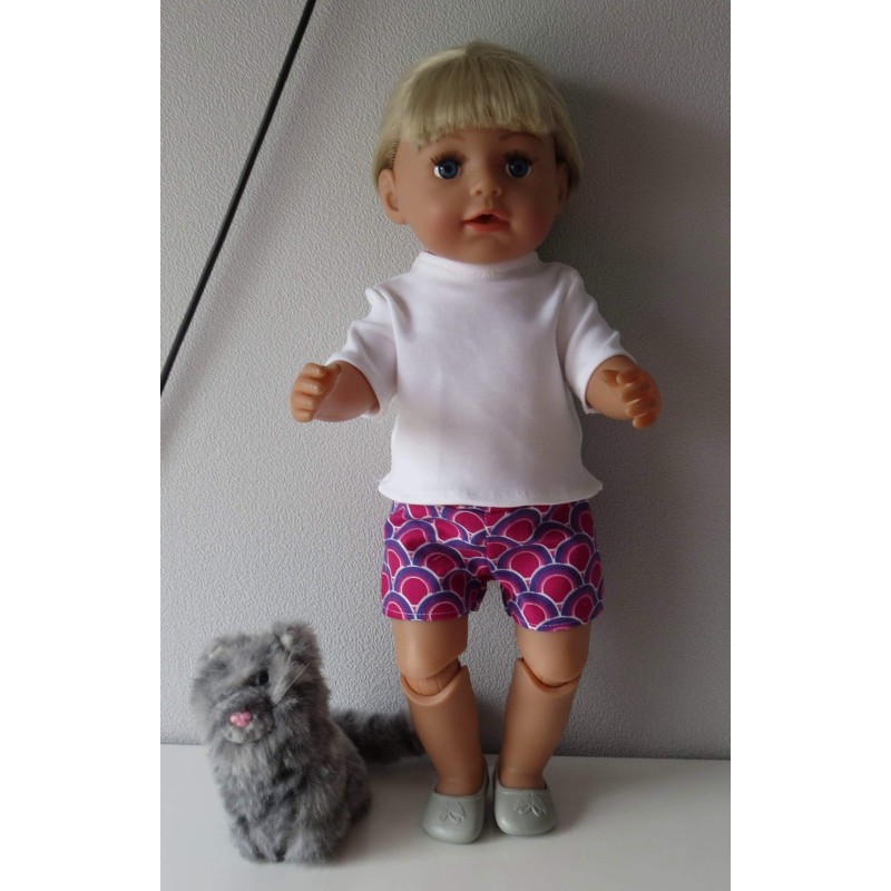 korte broek set roze retro baby born 43cm