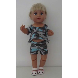 zomerse  korte broek set leger print baby born 43cm
